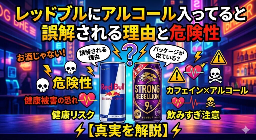 レッドブルにアルコールが入っていると誤解される理由と危険性